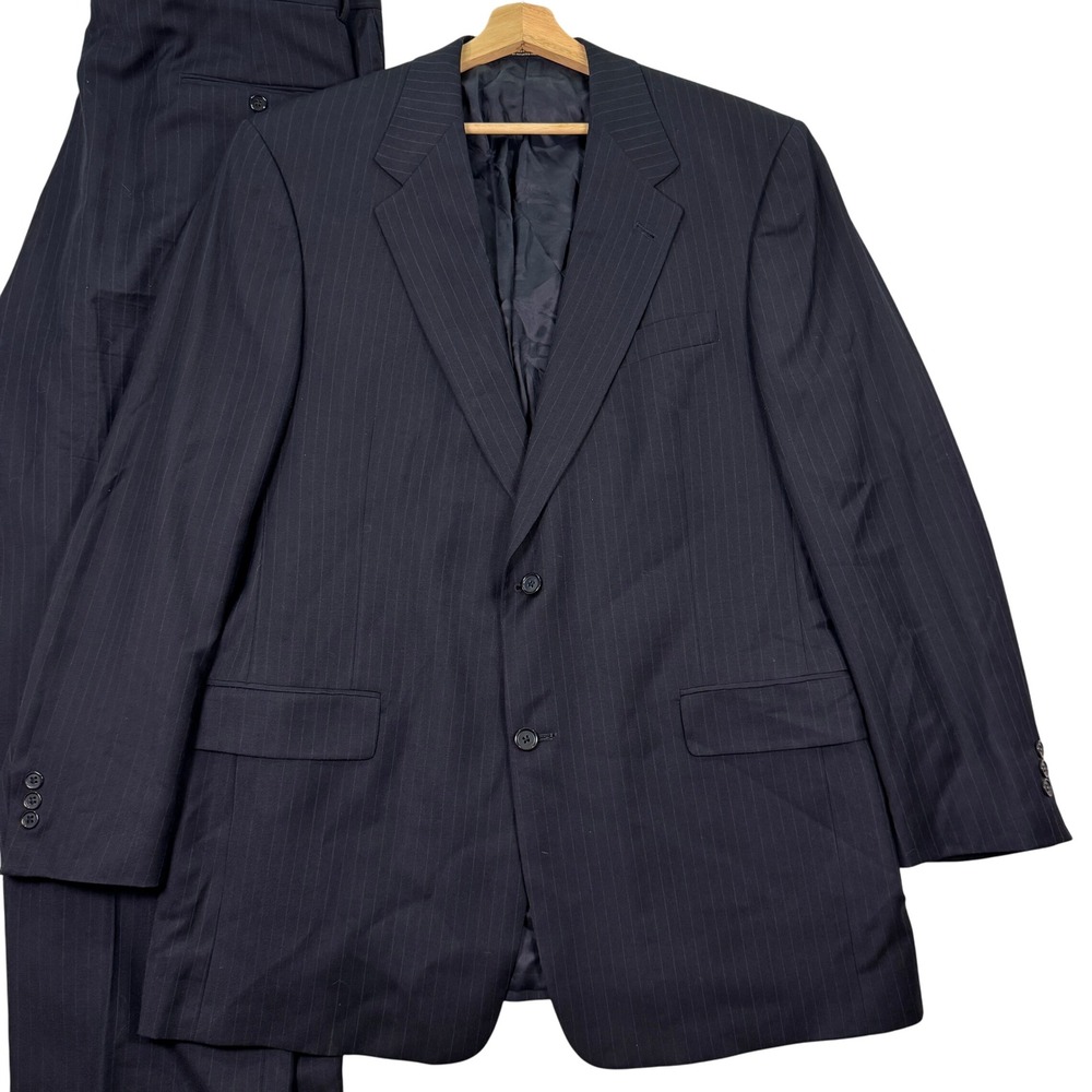 VINTAGE Hart Schaffner Marx Mens 44L Pinstripe 2-Piece‎ Suit Made in USA Casual